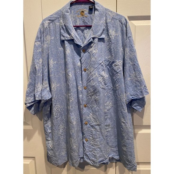 Eagle Dry Goods Hawaiian Shirt XXL, 100% Silk, Blue with Palm Trees, Signature - Picture 2 of 5